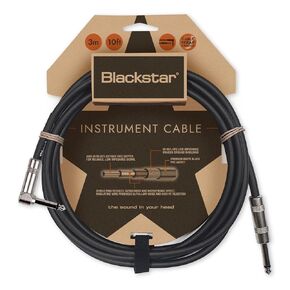 Blackstar 3m (10ft) Instrument Cable Straight ¼" Jack to Angle ¼" Jack for Bass/Electric Guitar/Electro-Acoustic/Keyboard/Amp (BSCABLESTD10FTSA)