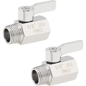 1/2inch Ball Valves 2pcs, Female NPT x Male NPT Thread Stainless Steel Mini Valve, Heavy Duty Ball Valve Shut-off Valve for Water,Oil and Gas
