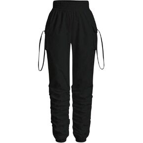 GORGLITTER Women's Elastic Waist Street Pants Flap Pockets Casual Cargo Pants