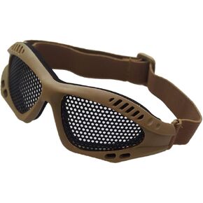 Safety Mesh Goggles Anti Fog for Outdoor Games Sports Paintball Riding Cycling (Tan)