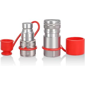 3/4" NPT Skid Steer Hydraulic Couplers Set, ISO 16028 Flat Face Hydraulic Couplers, 1/2" Body and 3/4" NPT Thread, Hoqqf
