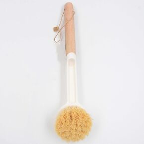 Clean Brush Jute Beech Wood Long Handle Pot Brush High Aesthetics, Natural Beech Wood Handle Comfortable Grip Washing pots Without Hurting Your Hands High-Temperature drainag Angled Design Easy use