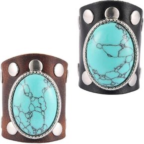 HZMAN Men's Ring Retro Gothic Punk Novelty Roll-up Leather Ring Jewelry Gift