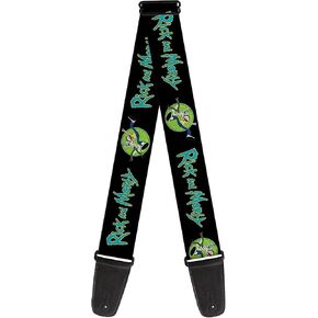 Buckle-Down Rick and Morty Guitar Strap, Rick and Morty Title Logo and Portal Pose Black, 2 Inches Wide