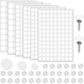664 Pcs Self-Adhesive Screw Hole Stickers & Screw Covers Caps, 13mm 15mm 20mm Screw Covers Caps White Furniture Screw Cover Stickers, Self Tapping Screw Covers for Wood Screws Furniture
