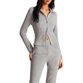 SweatyRocks Women's 2 Piece Lounge Outfits Slim Long Sleeve Tops Low Rise Flare Leggings Sets Winter Sweatsuit