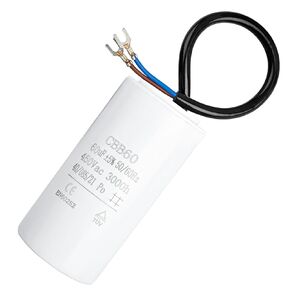 CBB60 60UF MFD Motor Run Capacitor 450VAC Volts Round Cylinder with 2 Wires, Metallized Polypropylene Film Capacitor for Motor Run, Air Conditioners, Washing Machines, Pool Pumps and Water Pumps
