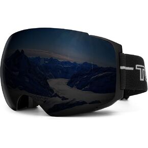 OTG Ski/Snowboard Goggles - Magnet Dual Layers Interchangeable Lens, Frameless, 100% UV Protection