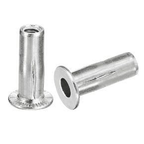 uxcell 1/4-20 Multi-Grip Rivet Nuts, 8pcs Pre-Bulbed Shank Flat Head Threaded Insert Nut 304 Stainless Steel Plus Nuts for Construction Industrial