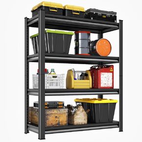 40''W Garage Shelving Heavy Duty, 2000LBS Loads Adjustable Storage Shelves,40" W x 15.7" D x 66" H Metal Shelving Unit for Pantry, Warehouse, Basement, Black