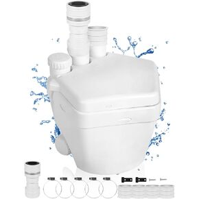 Utility Sink Pump, 7/10 HP, 120-Volt, 1850 GPH Flow, 25 ft Head, Under-Sink Sump Pump System with Pure Copper Motor, Heavy-Duty Utility/Laundry Sink Pump, Drain Pump with 1-1/2" Outlet, White