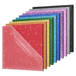 Glitter Acrylic Sheets for Laser Cutting and Engraving - 10Pcs of 8 x 8 in, 1/8" Thick, 3mm Cast Acrylic for Signs, Pet Tags, and DIY Crafts Decoration Material