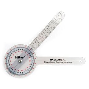 Baseline 12-1001HR Plastic HiRes 360 Degree ISOM Goniometer, 8" Length,Clear