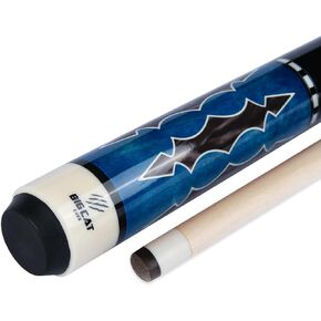 Big Cat Timeless Legacy Pool Cue Stick - Grade A Canadian Maple, 12.5mm Professional Leather Tip, 58" Length, Premium Billiard Cue for Adults – Home or Tournament Play - 20oz, Blue Black