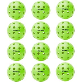 Navona 12 Pack Premium 40-Holes Yellow Outdoor Pickleball Balls, Meet USAPA Official Requirement, Perfectly Balanced, High Bounce True Flight, Durable Outdoor Pickleball Set