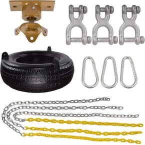 Swing Set Stuff Inc. Complete Tire Kit (Black/Yellow) with Heavy Duty Swivel and SSS Logo Sticker