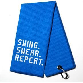 DYJYBMY Swing Swear Repeat Golf Towel with Clip Golf Ball Towel for Golf Course Exercise, Golf Gift for Men, Birthday Gifts for Golf Fan, Retired Gifts for Coworker