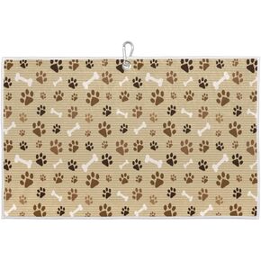 Cute Dog Paw Print Golf Towel Microfiber Club Cleaner with Carabiner Clip Water Absorption Quick Dry Golf Towels for Women Men Golf Accessories 15 X 24 Inch