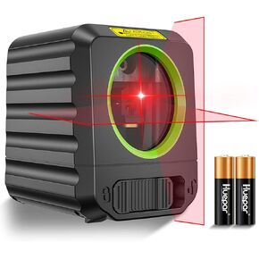 مستوى الليزر، Huepar 100ft DIY Cross Line Laser مع التسوية الذاتية، أداة ليزر لمحاذاة الخط الرأسي والأفقي لتعليق الصور وتطبيق DIY، البطارية متضمنة (مستوى الليزر B011R)