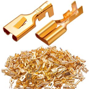 Twidec/200pcs 6.3mm موصل موصل Spade Connector موصل صعق سريع لصحيفة توصيل الأسلاك غير المعزولة لمكبر صوت سيارة ترحيل الأسلاك الكهربائية N-005-6.3mm