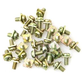 32pcs M4x8 Terminal Block Screws with 8x8mm Square Washers, Color Zinc Plated Carbon Steel, Galvanized Yellow