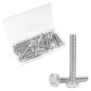Yinpecly 30Pcs 1/4-20 x 1-1/4" Hex Bolts,1/4"-20 Hex Head Cap Screws Hexagon Bolts, 304 Stainless Steel, External Hex Drive, UNC Coarse Thread Fully Threaded