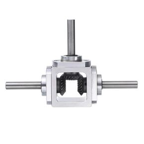 uxcell Gear Box 90 Degree Right Angle Bevel Gearbox 1:1 Reversing Double Output Shaft 1 Module 20 Teeth Bevel Gear Aluminum Frame Simple Mechanical DIY Module with 8mm Shaft