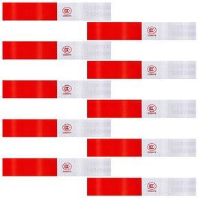 10 Pcs Safety Reflective Tape Self Adhesive Warning Reflective Stickers Safety Caution Warning Tape Waterproof Reflector Warning Stickers 2" × 11.4" Red/White Tape for Trailers Trucks Cars Road Signs