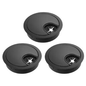 uxcell 3Pcs Cable Hole Cover, 2-1/8" Zinc Alloy Desk Wire Cord Cable Grommets Hole Cover for Office PC Desk Cable Cord Organizer, Black