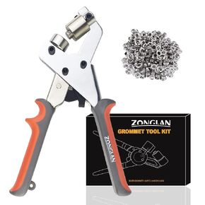 Grommet Tool Kit, Eyelet Tool Multi-Purpose Handheld Manual Hole Punch Press Plier Crimper with Metal Grommets Washers (1/4")
