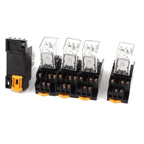 uxcell 5 Pcs DC 24V Coil 3PDT 11Pin 35mm DIN Rail Mount Electromagnetic Relay