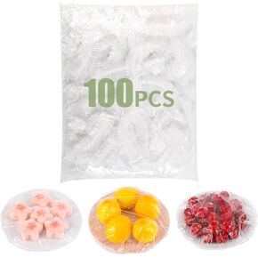Plastic Bowl Covers 100pcs Elastic Reusable, Shower Caps for Sourdough Bread Proofing, Outdoor Food Covers to keep Bugs Away, Stretch Bowl Covers for Outside, Rising, Fly, Picnic, Fridge