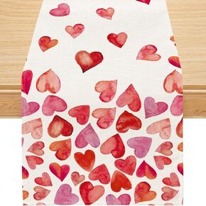 Siilues Valentines Table Runner, Valentines Day Decorations Love Heart Valentines Runner for Table Seasonal Holiday Decor for Indoor Outdoor Dining Table Decorations (13'' x 72'')