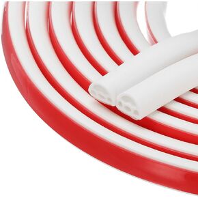 uxcell Weather Stripping Door Seal Strip, 20 ft Silicone D Shape Door Seal Strip Self-Adhesive Weather Strip Soundproofing Seal Strip for Door Frame Window, 0.35" x 0.24", White