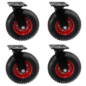 Caster Wheels Heavy Duty, 8 Inch Caster Wheels, Heavy Duty Casters, Casters Set of 4, Cart Wheels, Swivel Casters, Rubber Caster Wheels, Outdoor Caster Wheels, Large, All Terrain, Offroad, Industrial