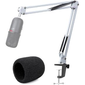 White Boom Arm Compatible with HyperX SoloCas Microphone - Professional Adjustable Mic Arm for SoloCast Mic, Hyper X SoloCast Boom Arm and SoloCast Pop Filter Foam Windscreen by YOUSHARES