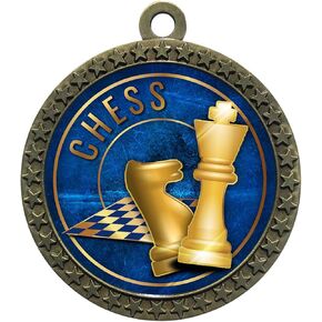 Express Medals Various Styles 1 to 50 Pack of Gold Chess Medals Trophy Award with Neck Ribbon Medal Trophies Gift Prize