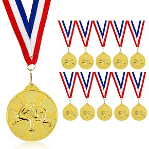 10 pcs Wrestling Medal,2.5 Inch Gold Award Medals with Neck Ribbons for Tournaments Match Sports Competition Teams Adult
