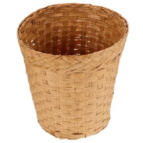 Zerodeko Rattan Handwoven Trash Can Waste Basket Bedroom Waste Basket Disposal Waste Bin Wicker Basket with Lid Rattan Storage Baskets Rubbish Can Bamboo Bohemian Office Egg