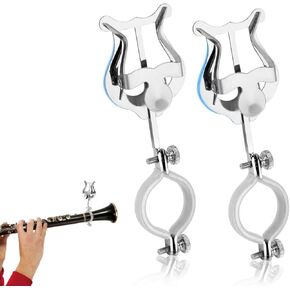 2Pcs Clarinet Lyre Holder Music Clip: for Marching Band 6.02Inch Clarinet Sheet Music Clip Stand for Practicing Beginners