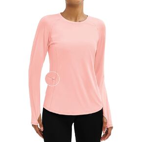 TACVASEN Long Sleeve Shirts for Women Workout Top UPF 80+ UV Protection Lightweight Rash Guard with Pocket Running Shirt
