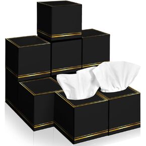 12 Pack Facial Tissues Cube Boxes Face Tissue Box 600 Sheets 3 ply Square Tissues Soft Tissue Paper Bulk for Car Pocket Toilet Household Bedroom Family(Black)