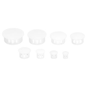MECCANIXITY 255pcs 8 Sizes Plastic Hole Plugs, White Screw Caps Cover Flush Type Panel Snap in Locking Round Drilling Hole Cover Plugs for Cabinet (1/4" 5/16" 3/8" 1/2" 5/8" 3/4" 7/8" 1")
