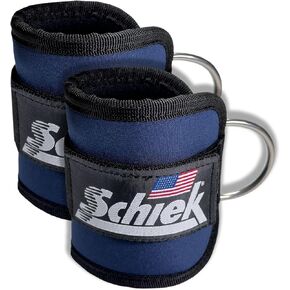 Schiek Sports 1707 Ankle Cuffs - Ideal for Glute Kickbacks and Cable Machine Workouts - Durable and Built To Last