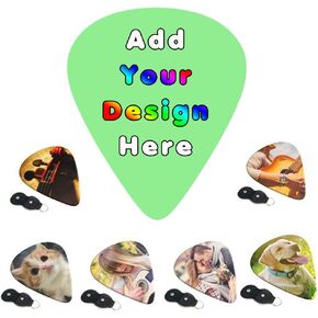 Personalized 6 Pack Guitar Picks Custom Guitar Accessories Gifts Two-Side Print Add Your Picture Logo Text for Dad, Electric Guitar Players, Friends, Black 1pcs, 0.96mm