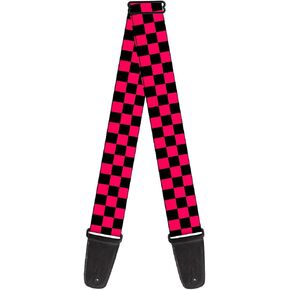Buckle-Down Guitar Strap Checker Black Neon Pink 2 Inches Wide (GS-W30307)