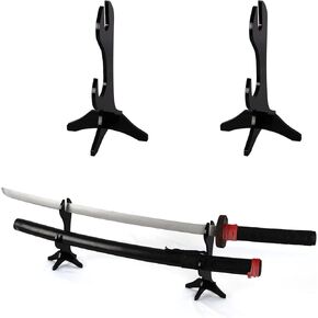 WANLIAN Sword Stand, Sword Stand, Sword Hook, Sword Display Stand, Acrylic Two-Tier Samurai Sword Stand, Desktop Sword Stand Display Stand, Supports All Swords Katana (Black)