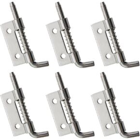 6PCS 2 Inch Silver 304 Stainless Steel Flat Pin Hinge Spring Latch Bolt Hinge Distribution Cabinet Box Upper and Lower Door Shaft for Cabinet Door Plate Spring Latch