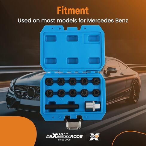 MaxPeedingRods 12pcs قفل العجلة مفتاح Nut Key متوافق مع Mercedes Benz ، مجموعة محول قفل القفل جوز الجوز ، قفل العجلة lugnut أداة إزالة الجوز in Kuwait