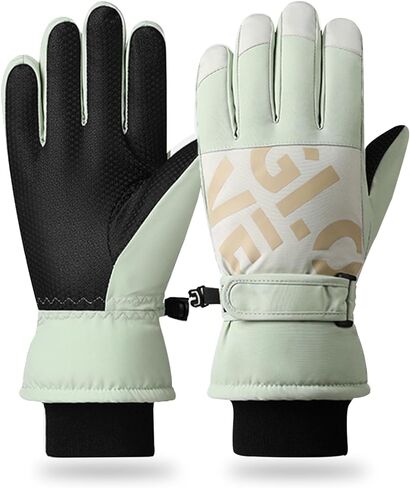 قفازات التزلج على الجليد الشتوية للنساء من RIGWARL، مقاومة للرياح ومقاومة للماء في الطقس البارد، قفازات شتوية للعمل في الهواء الطلق للنساء (أخضر) in Kuwait
